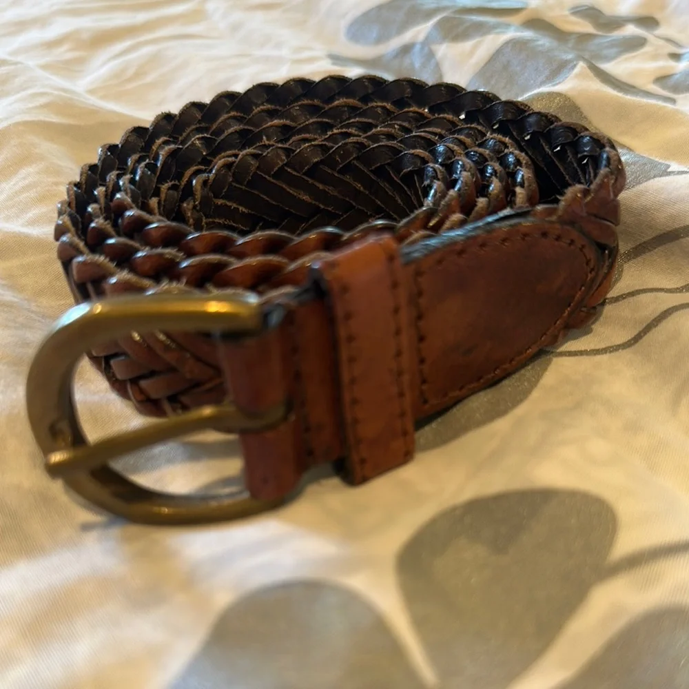 Stylish Brown Braided Leather Belt